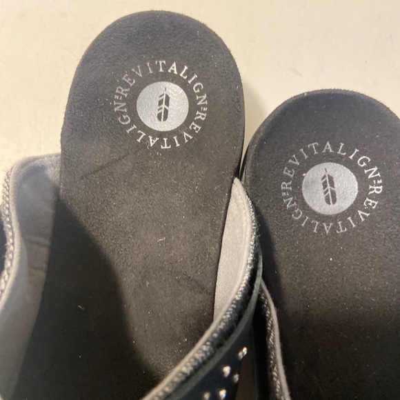 Revitalign gray & black leather & fabric mules size 10 NWT - Picture 7 of 7